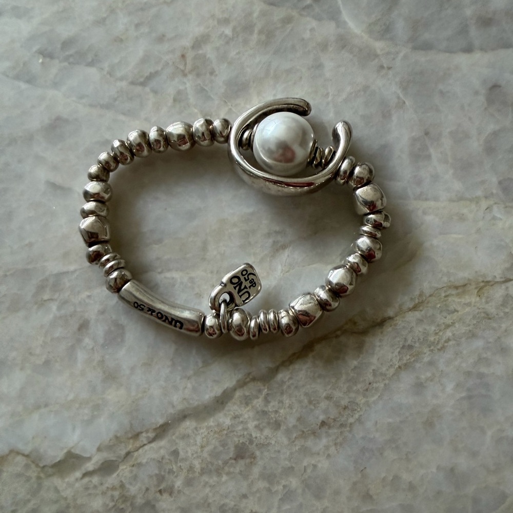UNO de 50 Sterling Silver Beaded Bracelet with Pearl Accent